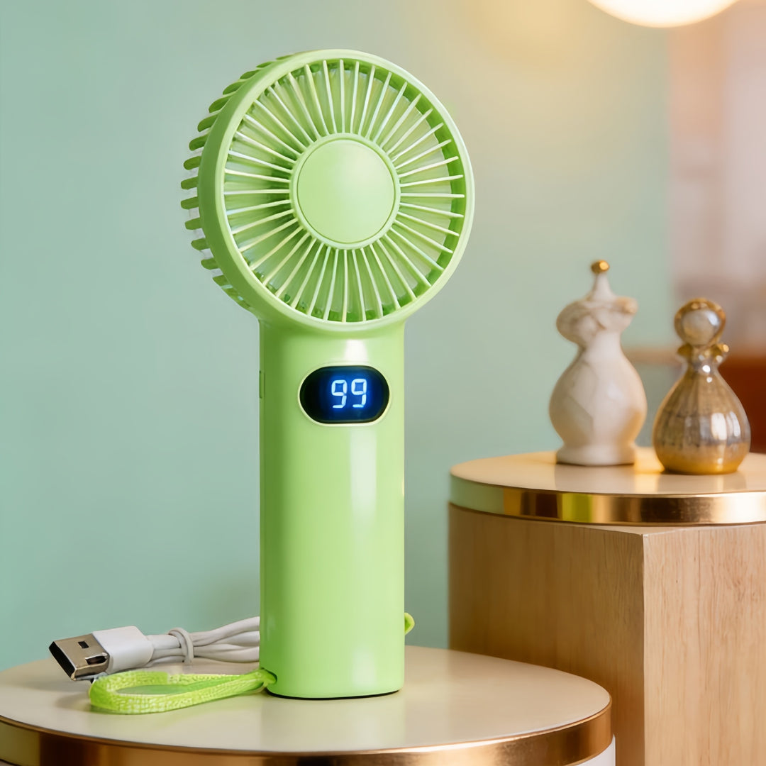 Damehåndvifte med digitalt temperaturdisplay Luvikno