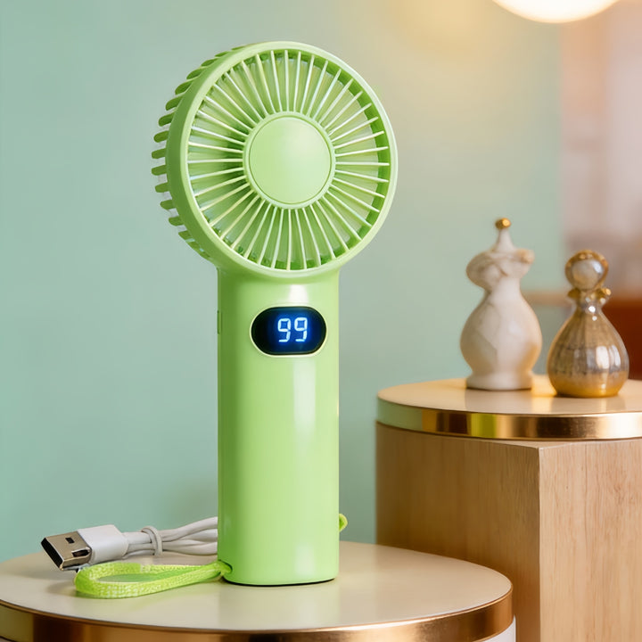 Damehåndvifte med digitalt temperaturdisplay Luvikno