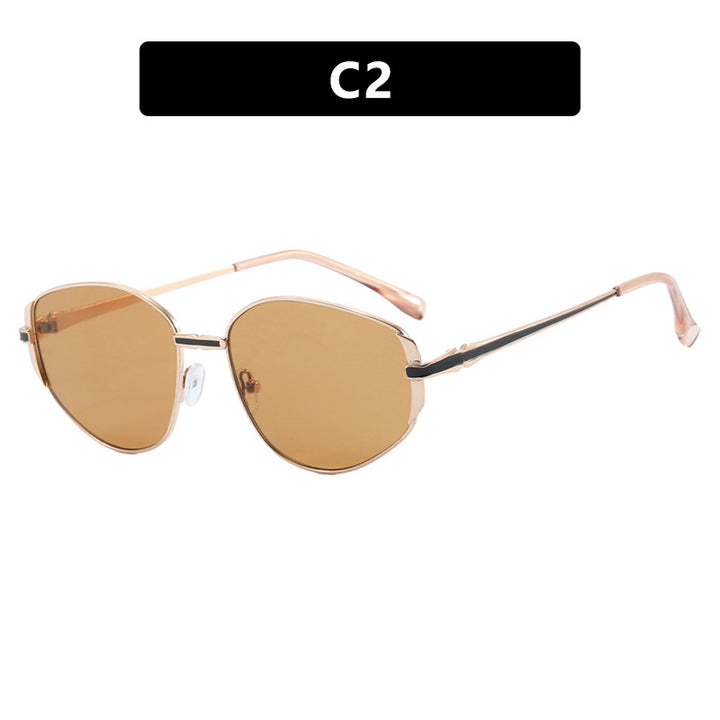 Dame moderne geometrisk solbrille med stilfull metallramme Luvikno