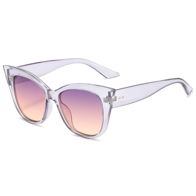 Dame ekstravagante Cat-Eye-solbriller med speilreflekterte linser Luvikno