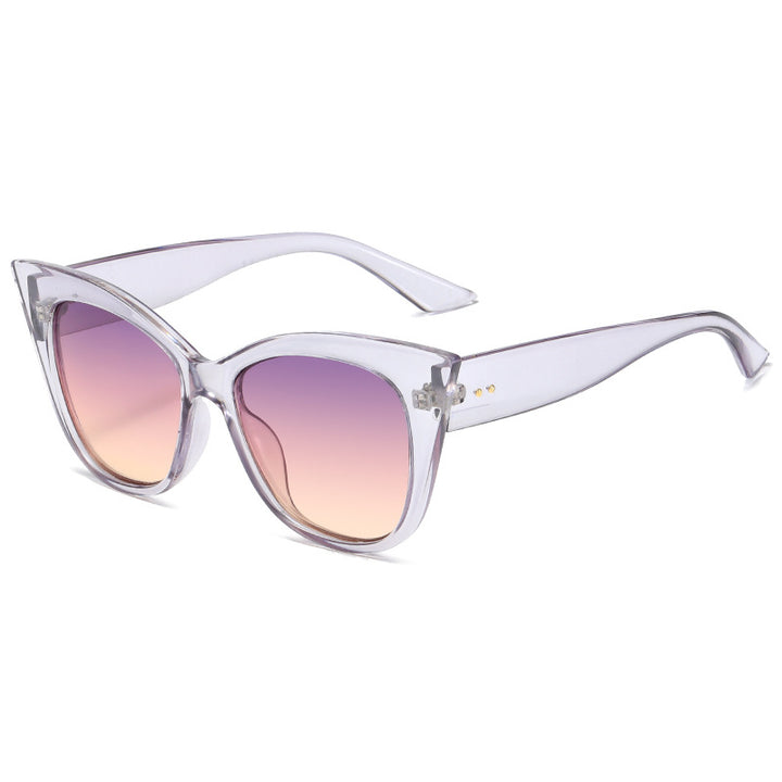 Dame ekstravagante Cat-Eye-solbriller med speilreflekterte linser Luvikno