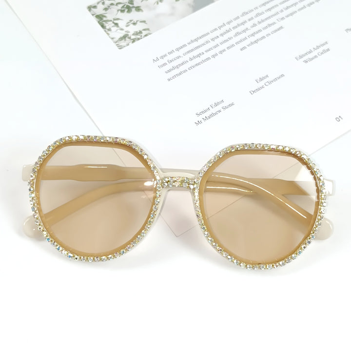 Dame Glitrende Oversized Solbriller Luvikno