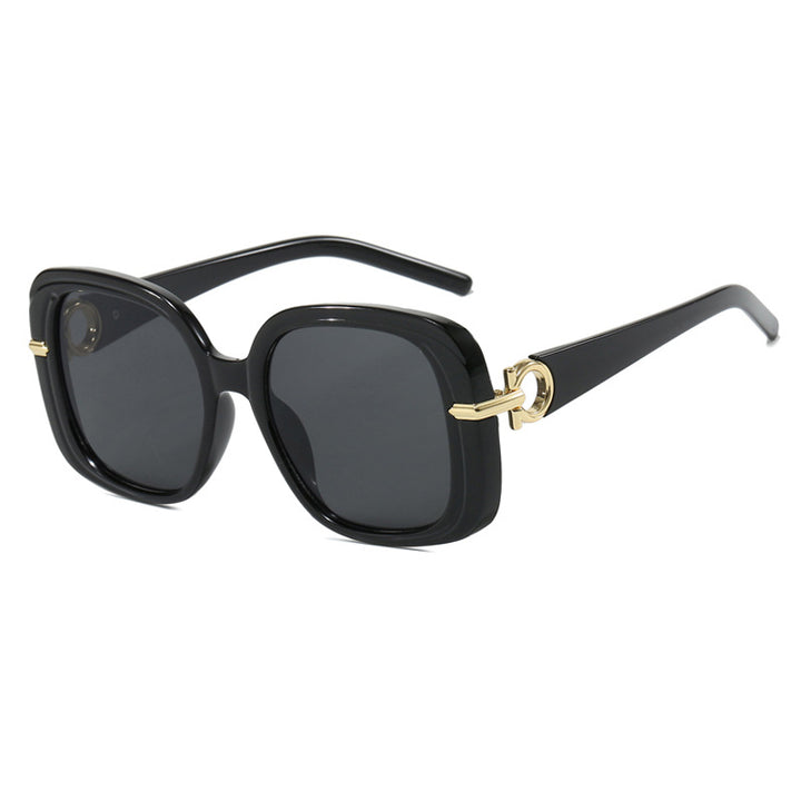 Dame kvadratisk solbrille med luksuriøs metalldetalj Luvikno