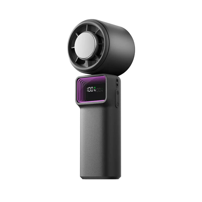 Unisex en størrelse kompakt bærbar sammenleggbart kjøleventilator med digitalt LED-display, trinnløs hastighetsregulering, én-knapps kjølemode, USB-C-lading og bordbasis Luvikno