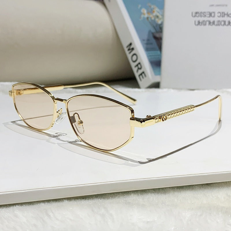 Dame elegant solbrille med glitrende metallramme Luvikno