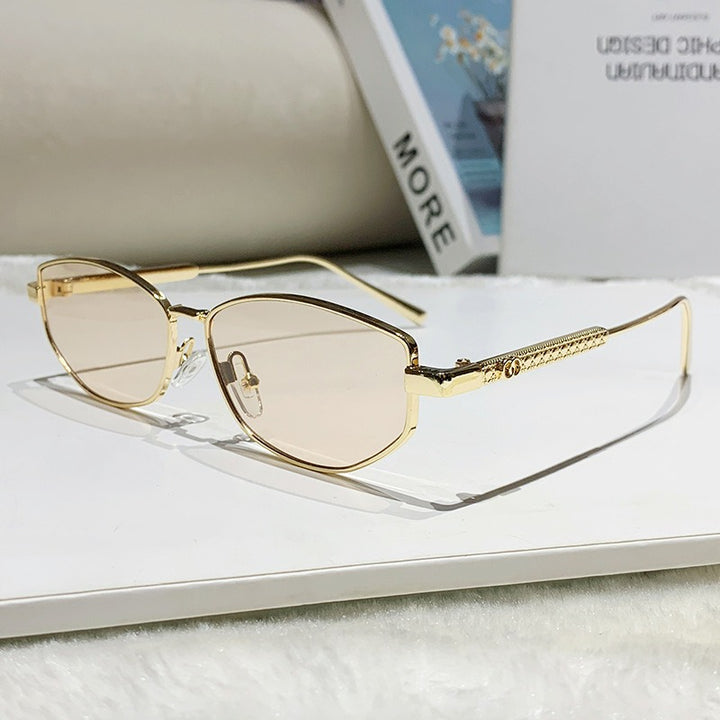 Dame elegant solbrille med glitrende metallramme Luvikno