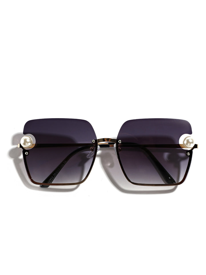 Dame firkantet solbrille med elegant gjennomsiktig ramme Luvikno