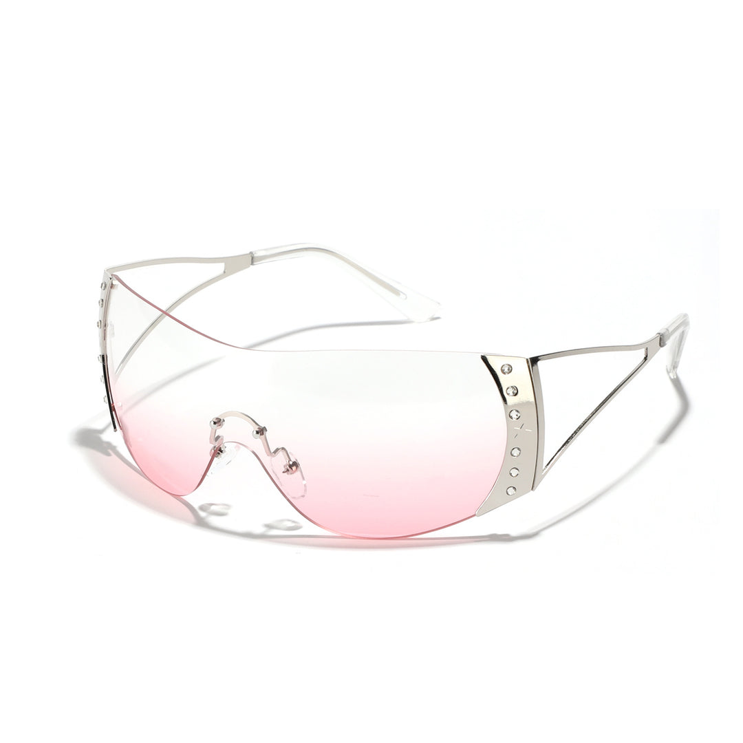 Dame futuristisk solbrille med stilfull ramme og høygradig UV-beskyttelse Luvikno