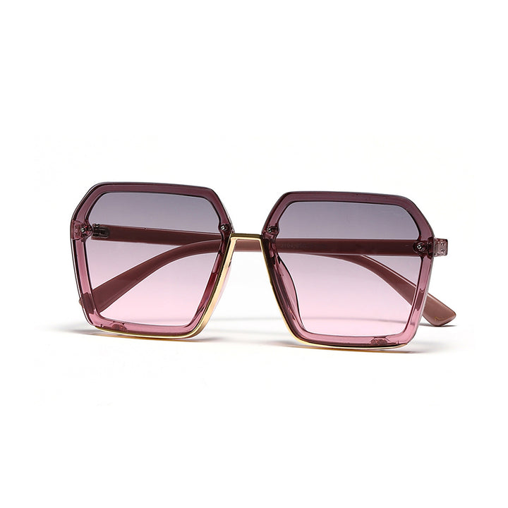 Dame kreative oversized solbriller med unik geometri Luvikno