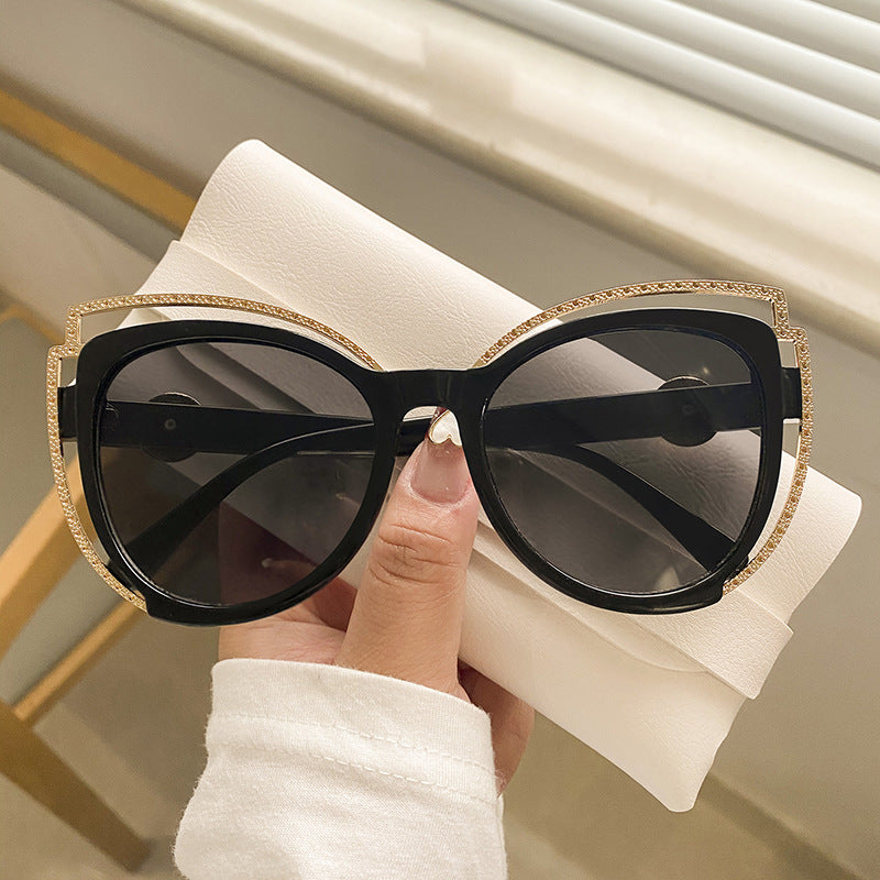 Dame Cat-Eye solbriller med glitrende detalj Luvikno