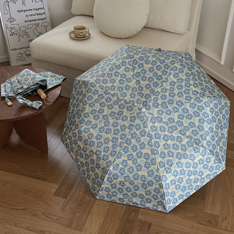 Dame Faltbar Regnparaply med elegant blomsterdesign Luvikno