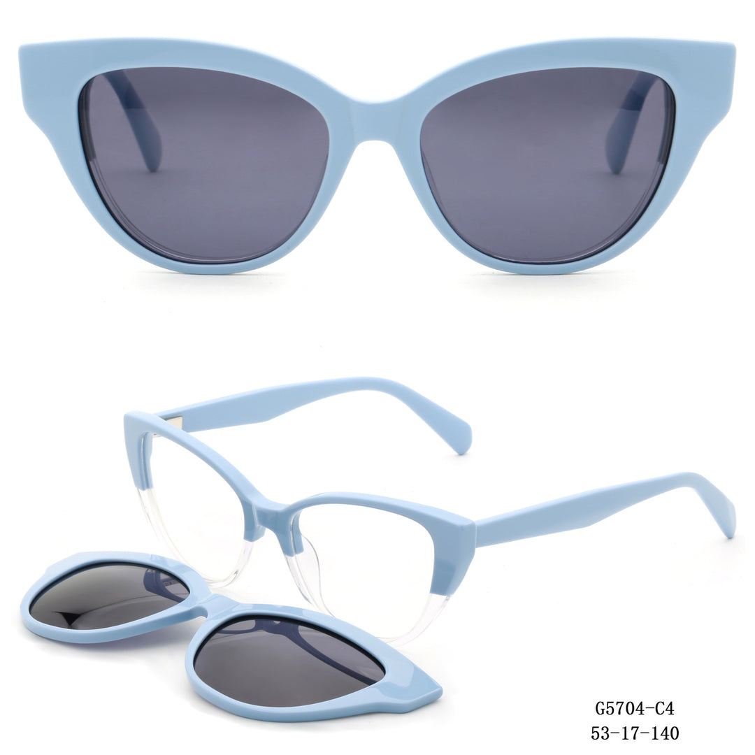 Dame Cat-Eye solbriller med avtagbare linser Luvikno