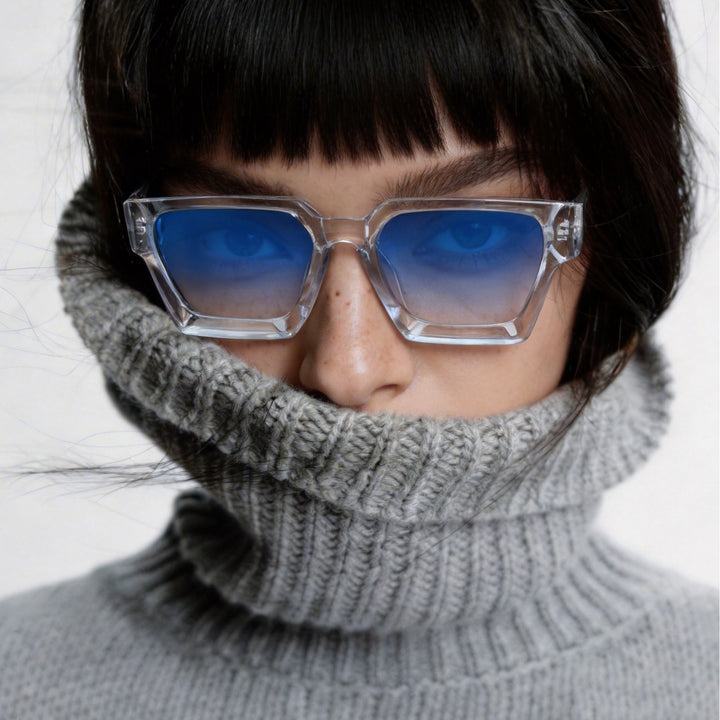Dame fashion solbrille med klar ramme og gradient linser Luvikno
