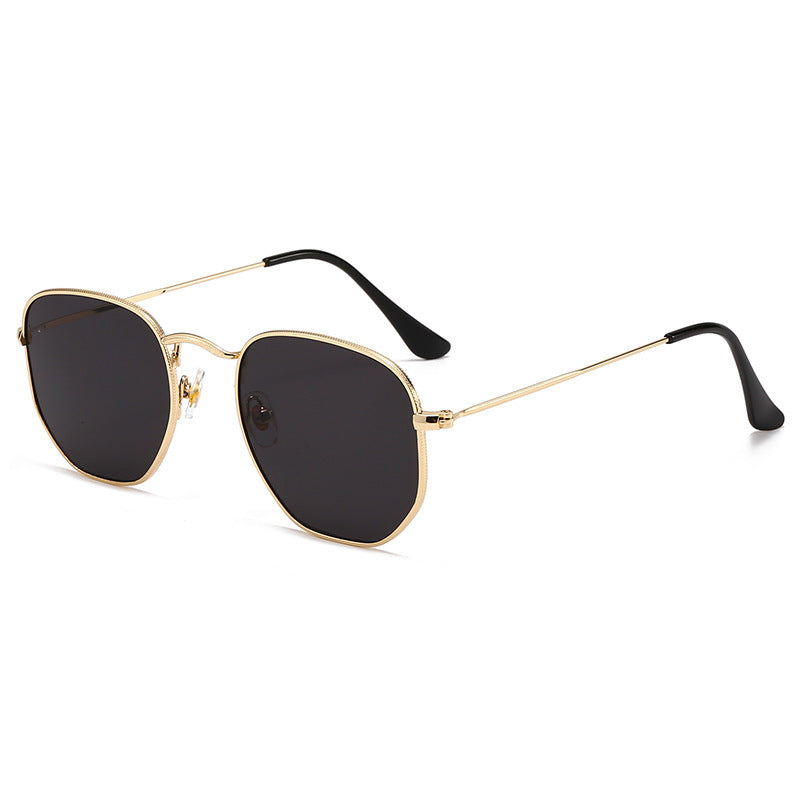 Dame Oversized solbriller med elegant gullmetallramme og solid UV-beskyttelse Luvikno