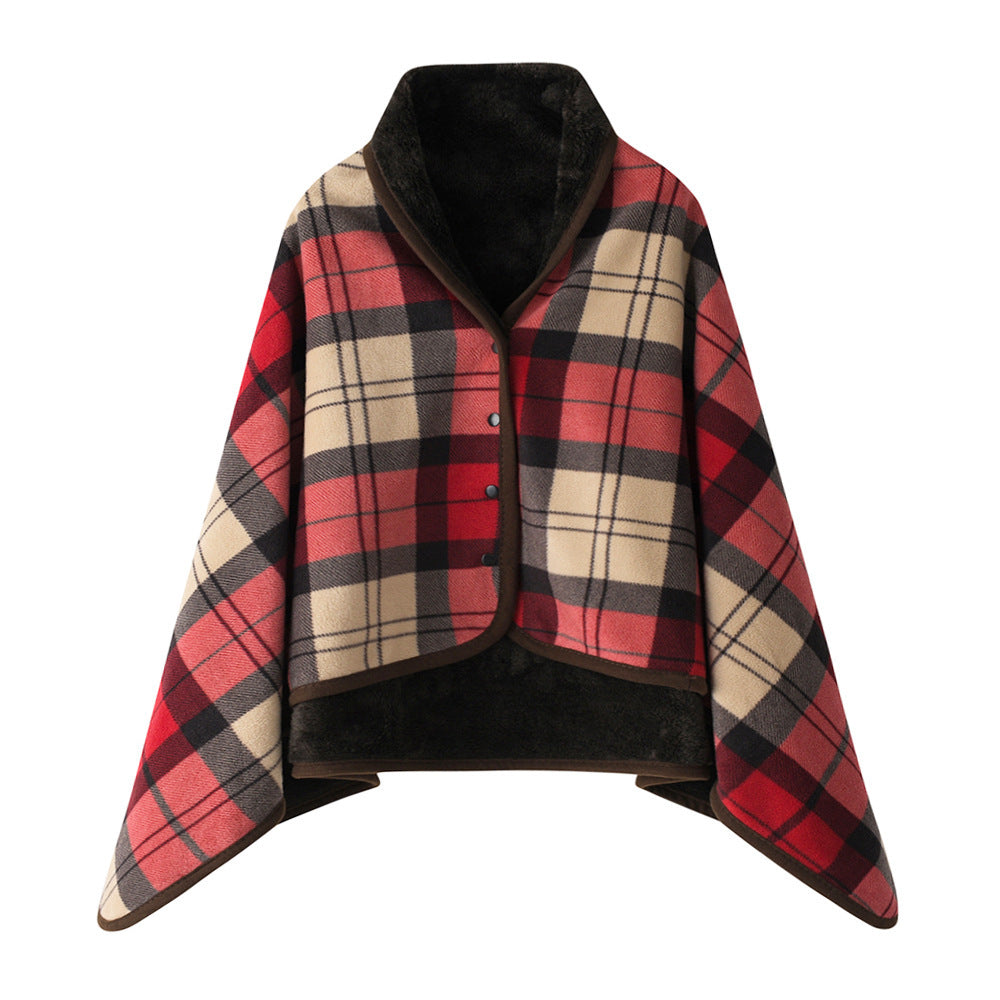 Damer elegant og komfortabel fleece poncho teppe Luvikno