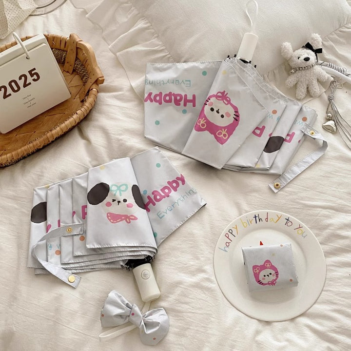 Dame Faltregnparaply med kreativt tegneserie-design Luvikno