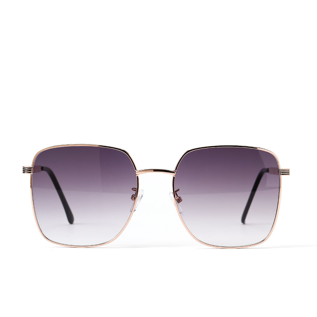 Dame kvadratisk solbrille med elegant metallramme og speilende glass Luvikno
