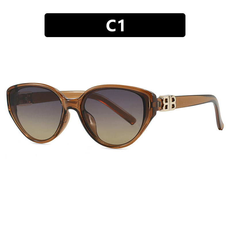 Dame modische Cat-Eye solbriller med elegant metallramme og UV-beskyttelse Luvikno