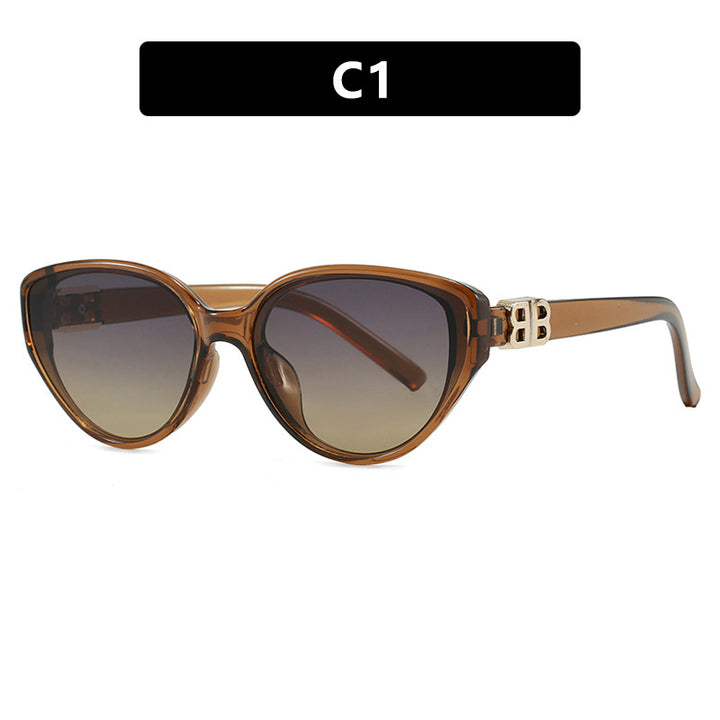 Dame modische Cat-Eye solbriller med elegant metallramme og UV-beskyttelse Luvikno