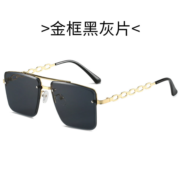 Dame Kvadratisk Solbrille med elegant Kjede Struktur Luvikno