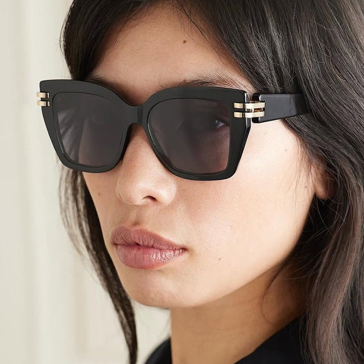 Dame stilige oversized solbriller med luksuriøse detaljer Luvikno