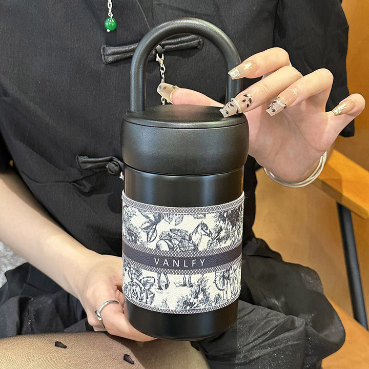 Damen stilvoller Thermobecher mit praktischem Tragegriff Luvikno