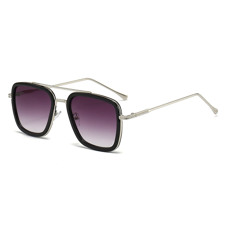 Dame moteristisk kvadratisk solbrille med glamorøs metallramme Luvikno