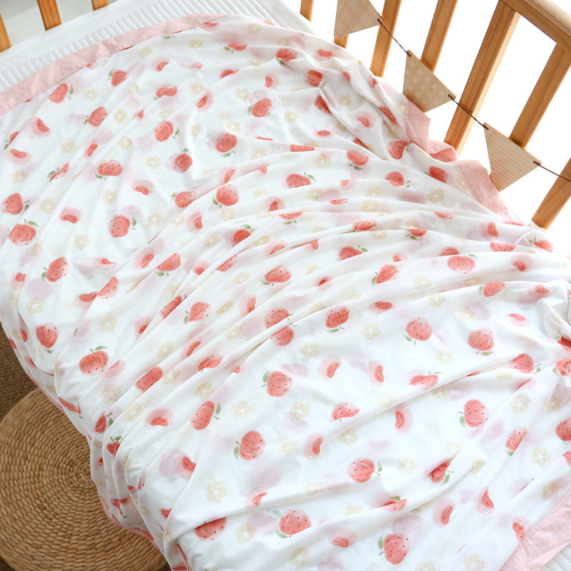 Unisex nan koselig babysengteppe laget av bomullsmuslin med pustende fyll og satinert kant Luvikno