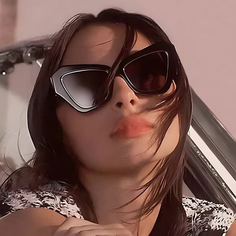 Dame trendy Cat-Eye solbriller med elegant ramme og UV-beskyttelse Luvikno