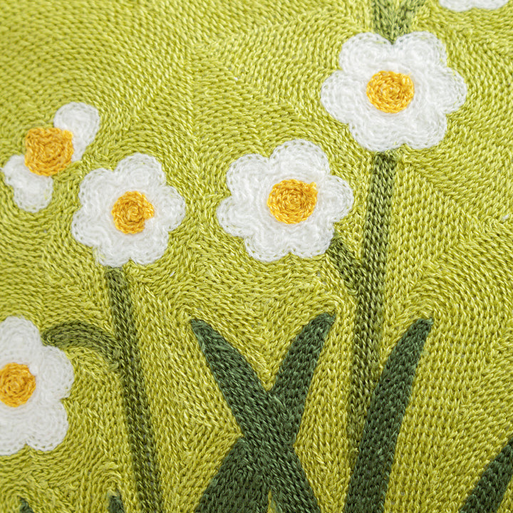 Women Decorative Cushion Cover with Fine Floral Embroidery Luvikno