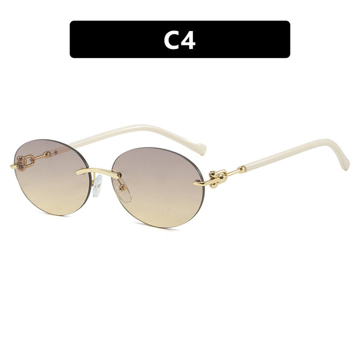 Dame oval solbrille med luksuriøs metallramme og speilbelagte glass Luvikno