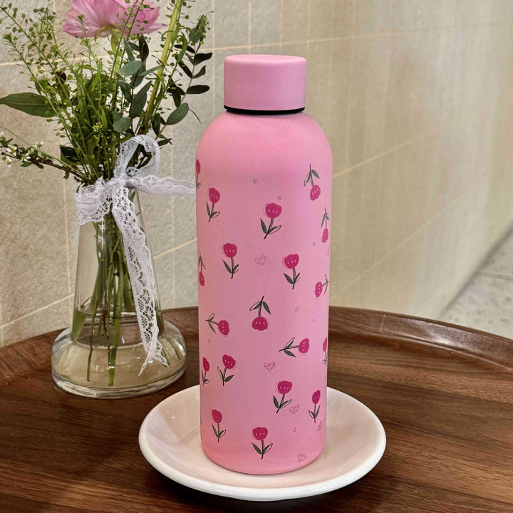 Damen Isoliertrinkflasche mit elegantem Blumendesign Luvikno