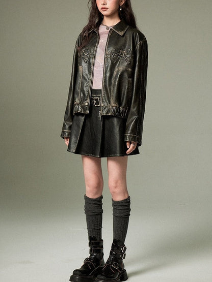 Luvik | Naru Vetoketju Nahkatakki