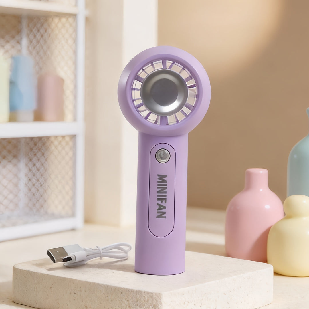 Dame Bærbar Mini-vifte med USB-ladefunksjon og ergonomisk håndtak Luvikno