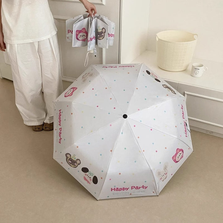 Dame Faltregnparaply med kreativt tegneserie-design Luvikno