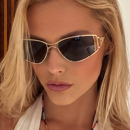 Dame eksklusive Cat-Eye solbriller med elegante dekorasjoner Luvikno