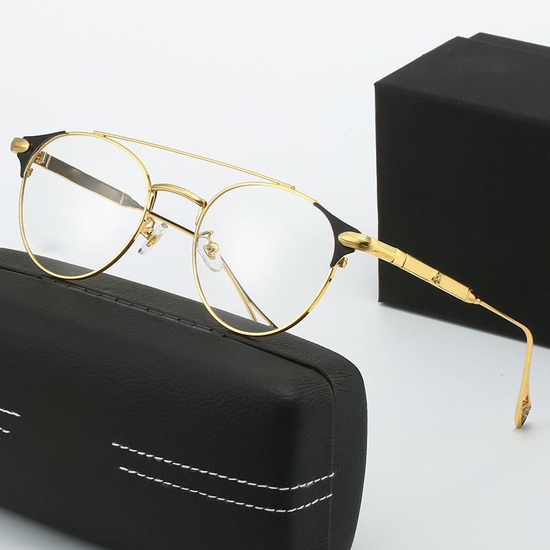 Dame rund Vintage-solbrille med høykvalitets metallramme og robust design Luvikno