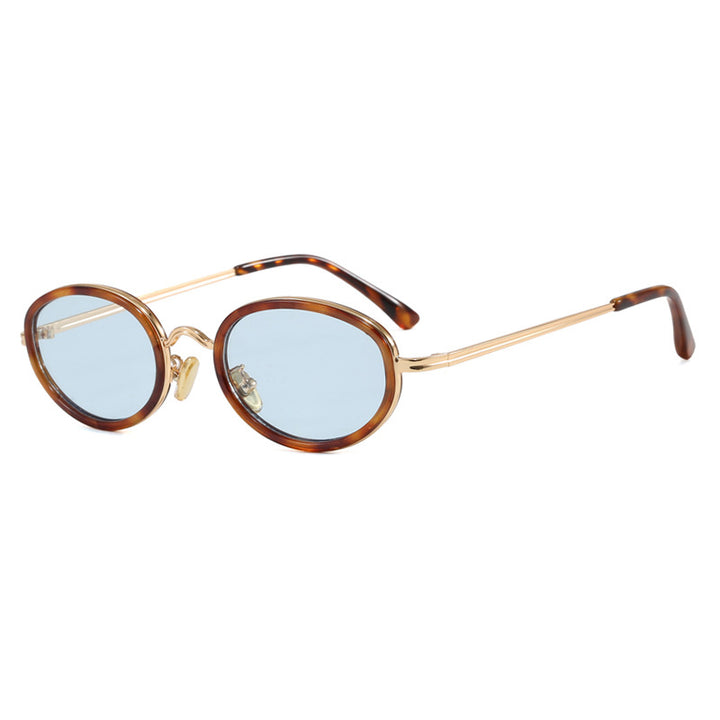 Dame elegant rund solbrille med moderne metallramme Luvikno