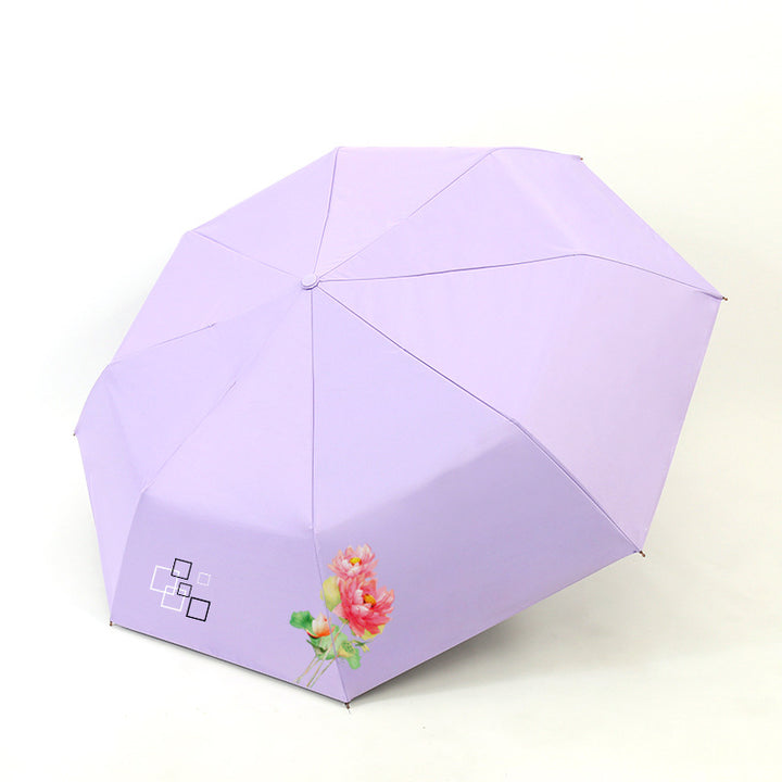 Kvinnes sammenleggbare paraply med elegant blomsterdesign Luvikno