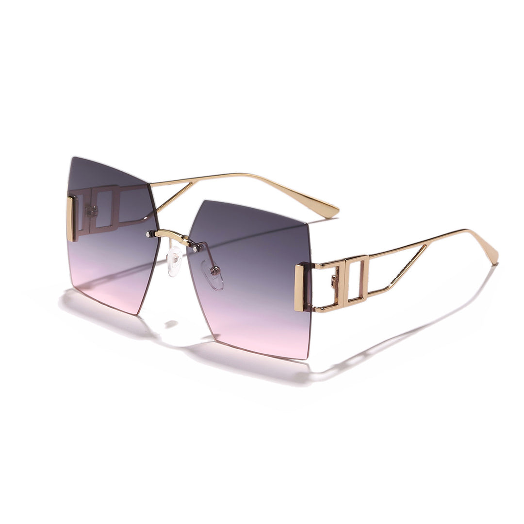Dame kvadratisk solbrille med luksuriøs metallramme Luvikno
