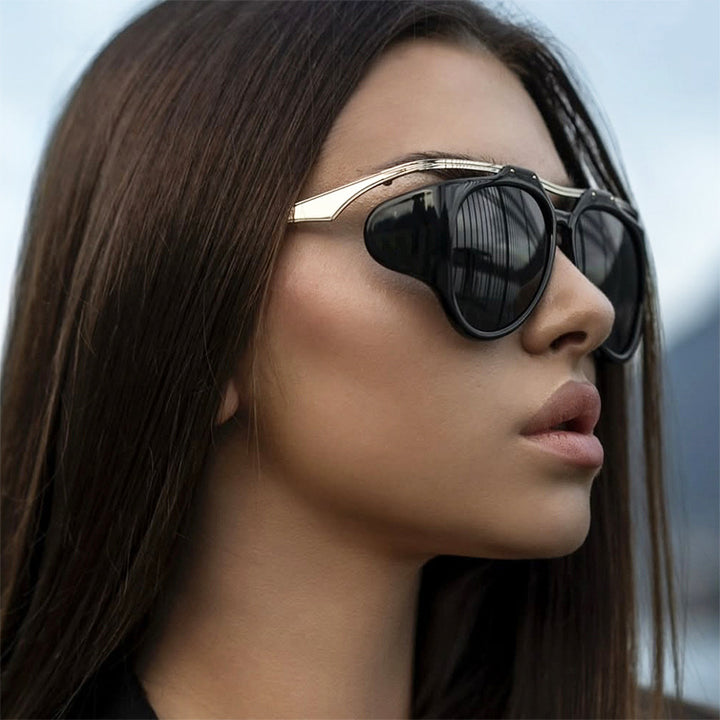 Dame Cat-Eye solbriller med unikt design og beskyttende glass Luvikno