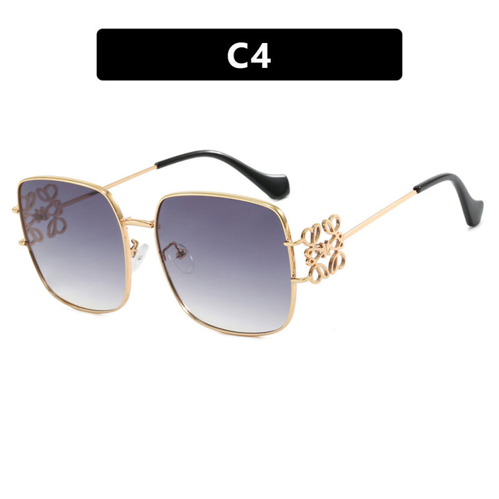 Dame kvadratisk solbrille med filigran design og luksuriøs metallramme Luvikno
