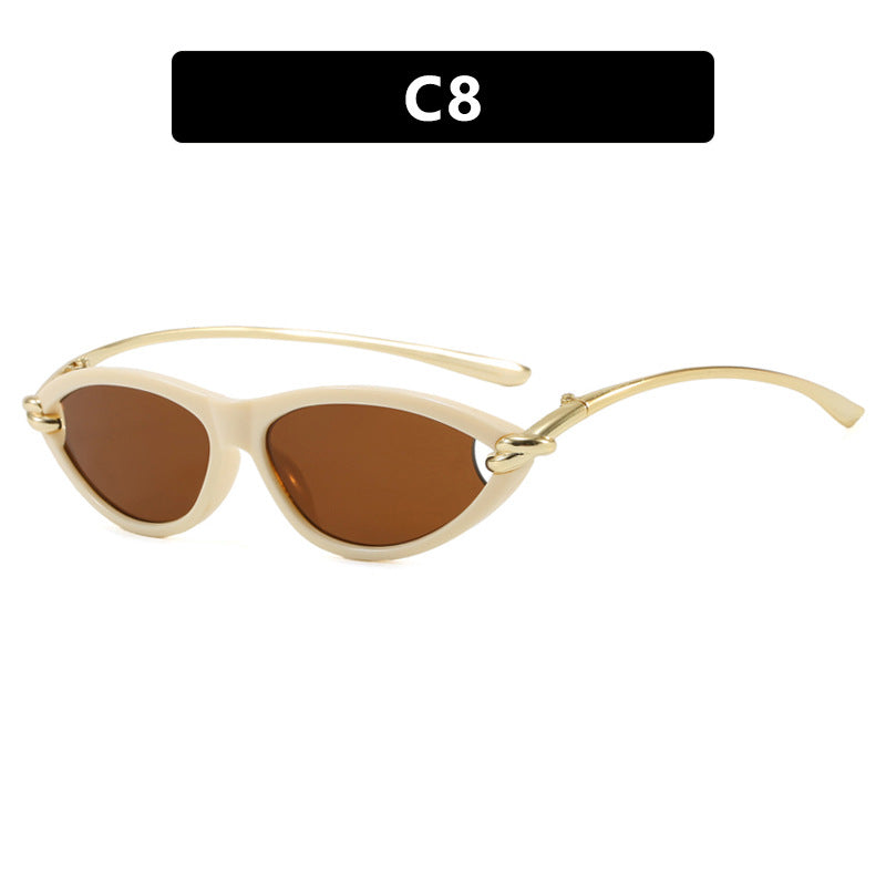 Damen Cat-Eye solbriller med elegant metallramme og beskyttende UV-filter Luvikno