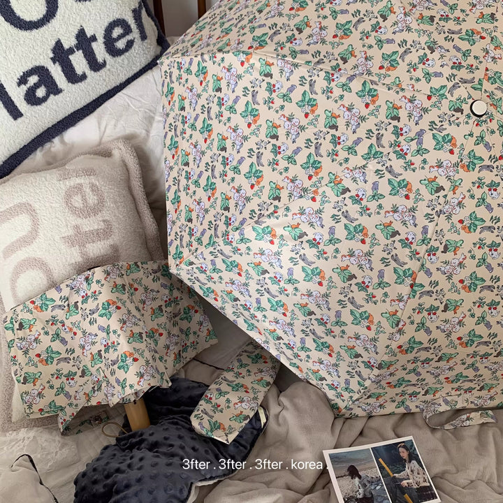Damer Sammenleggbart Paraply med blomstret Vintage-design Luvikno