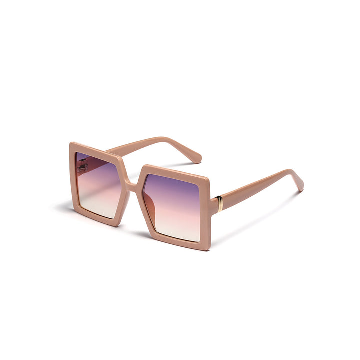 Dame geometrisk solbrille med moderne, bred ramme Luvikno