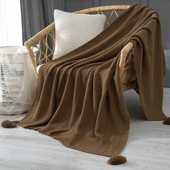 Kvinne Elegant Vaffelstruktur Teppe Luvikno