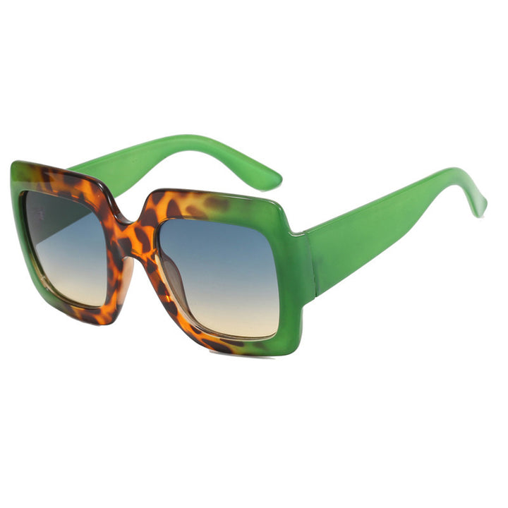 Dame oversized kvadratisk solbrille med markant skjoldpatt-design Luvikno