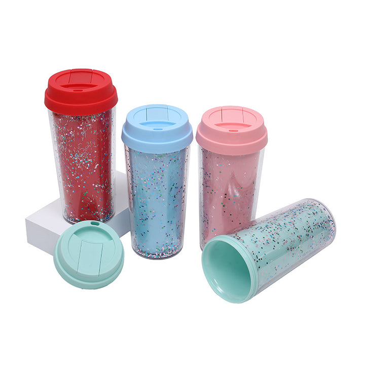Dame Glitter Drikkekopp med Lekkasjefri Lokk og Ergonomisk Håndtak Luvikno