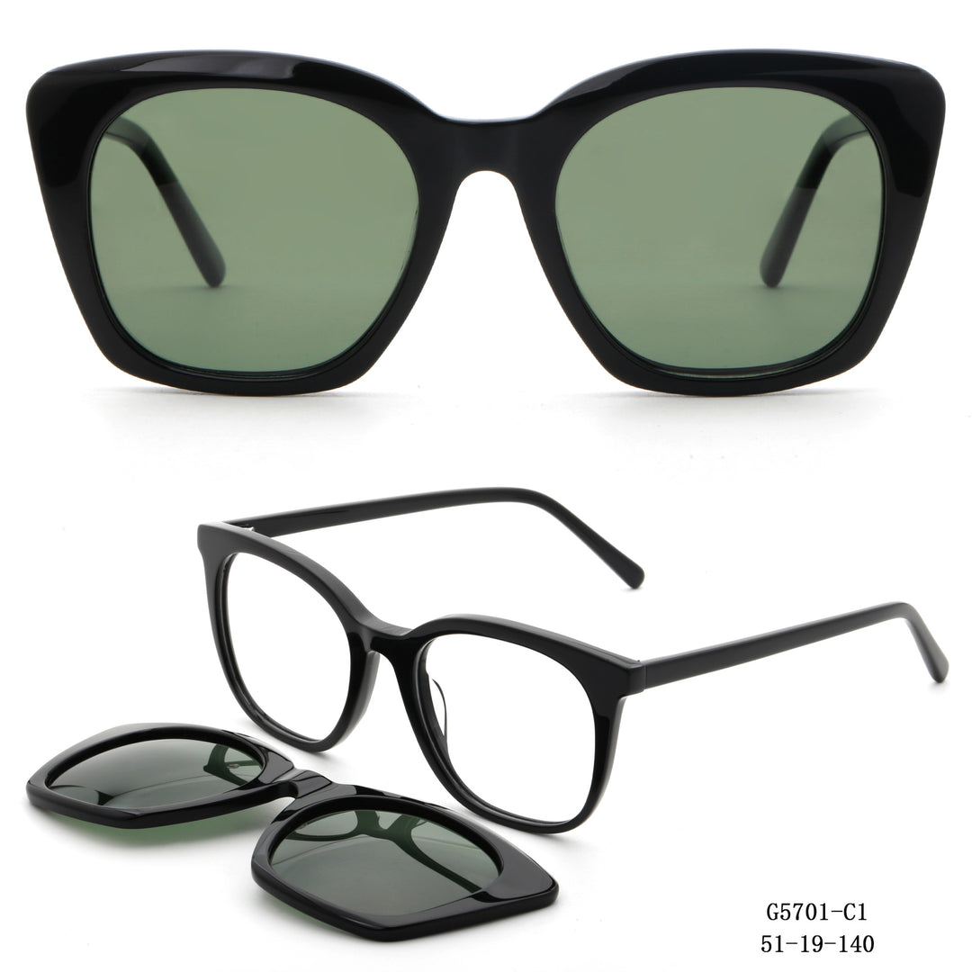 Dame retro-inspirert solbrille med avtagbare glass Luvikno