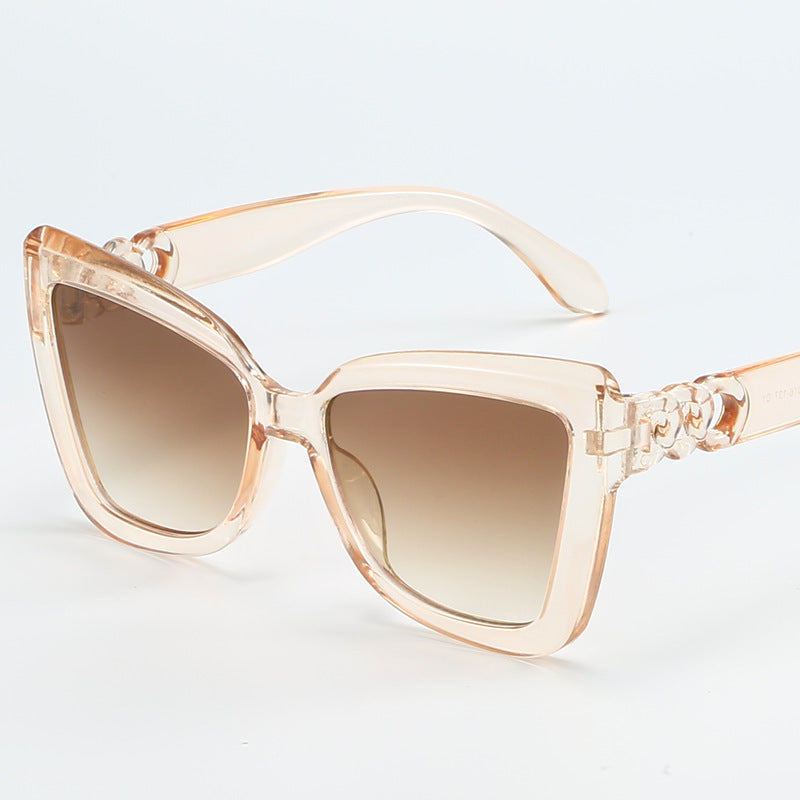 Dame moderne Cat-Eye solbriller med klar ramme og UV-beskyttelse Luvikno